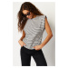 Trendyol Multi Color 100% Cotton Striped Wadding Look Basic Crew Neck Knitted T-Shirt