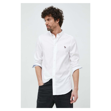 Bavlnená košeľa PS Paul Smith pánska, biela farba, slim, s golierom button-down, M2R.599R.FZEBRA