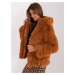 Light brown eco-fur jacket with hood