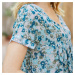 Blancheporte Voálové šaty s potlačou khaki/modrá
