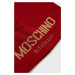 Čiapka Moschino červená farba, z tenkej pleteniny