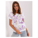 Cotton blouse with white and purple print