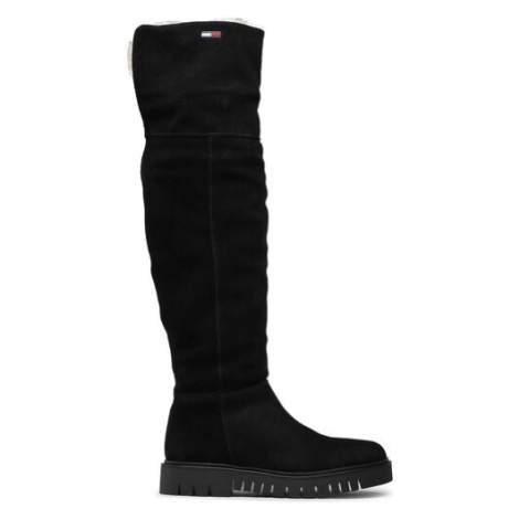 Tommy Jeans Mušketierky Warmlined Long Boot EN0EN01994 Čierna Tommy Hilfiger