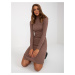 Basic brown ribbed dress for women