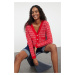 Trendyol Red Tweed Look Knitwear Cardigan