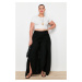 Trendyol Curve Black Wrap Closure Detailed Wide Leg Beach Wear Woven Trousers