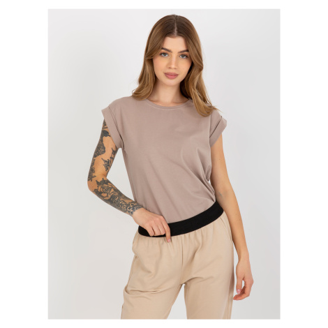 Béžové dámske basic tričko RV-TS-4833.22X-dark beige