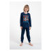 Boys' pajamas, long sleeves, long pants - navy blue