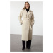 Trendyol Ecru Oversize Wool Trench Coat