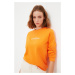 Trendyol Orange 100% Organic Cotton Printed Basic Knitted Sweatshirt