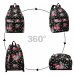 Konofactory Čierny kvetovaný ruksak do školy „Roses“ 11L