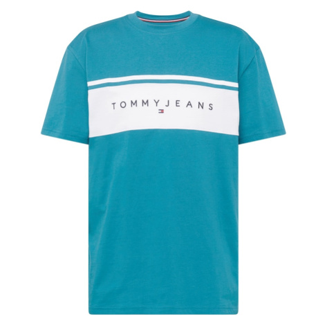 Tommy Jeans Tričko  modrozelená / čierna / biela Tommy Hilfiger