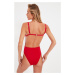 Trendyol Red Low-Cut Swimsuit