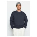 Trendyol Anthracite Oversize/Wide Cut Contrast Stitch Detailed Crew Neck Sweatshirt