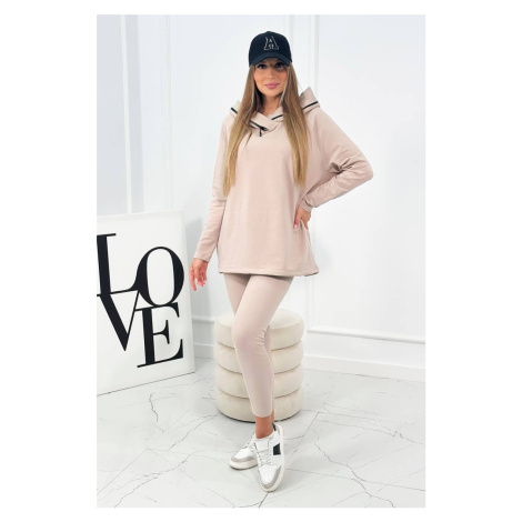 Set cotton sweatshirt + leggings beige