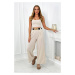 Viscose trousers with wide legs in beige