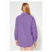 Trendyol Light Purple Single Pocket Boyfriend/Wide Fit Cotton Woven Shirt