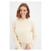 Trendyol Beige 100% Organic Cotton Back Print Basic Knitted Sweatshirt