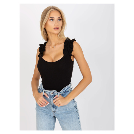 ČIERNY REBROVANÝ TOP TW-TP-OB029.25-BLACK