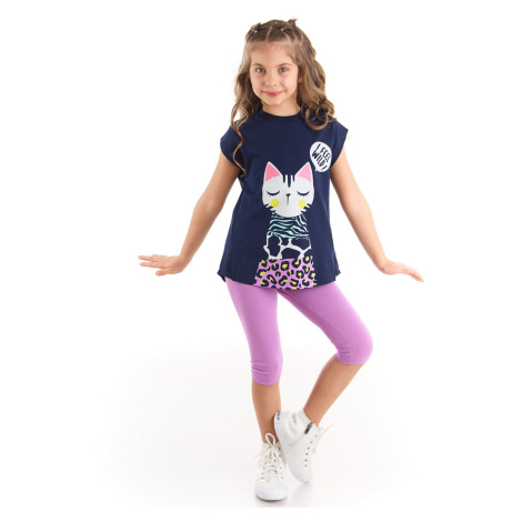 mshb&g Forest Cat Girl's T-shirt Lilac Tights Set
