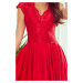 Červené dámské šaty s delším zadním dílem a krajkovým výstřihem XXXL model 8228358 - numoco