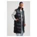 DEFACTO Waterproof Relax Fit Faux Leather Long Puffer Vest