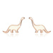 Strieborné náušnice 925 - dinosaurus medenej farby zdobený bielou glazúrou, puzetky