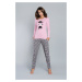 Pyjamas Dima long sleeves, long trousers - print pink/medium melange