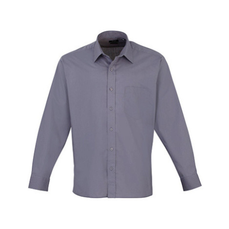 Premier Workwear Pánska košeľa s dlhým rukávom PR200 Steel -ca. Pantone 6545