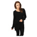 Women's sweater with a long wide neckline in black