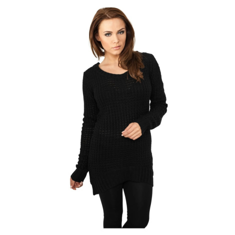 Women's sweater with a long wide neckline in black Urban Classics