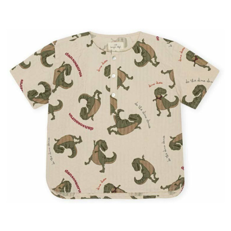 Detské pyžamové tričko Konges Sløjd béžová farba, jednofarebná
