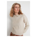 Trendyol Stone Wide Fit Soft Texture Hair Braided Knitwear Sweater