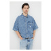 Rifľová košeľa Calvin Klein Jeans pánska, voľný strih, s klasickým golierom