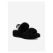 Čierne dámske kožené sandále s kožúškom UGG Oh Yeah