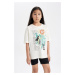 DEFACTO Girls Disney Mulan Oversize Fit Crew Neck Short Sleeve T-Shirt