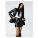 Koton Faux Leather Mini Skirt with Pocket and Snap Detail