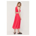 Šaty MICHAEL Michael Kors ružová farba, midi, áčkový strih