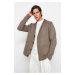 Trendyol Mink Regular Fit Wool Collar Knitwear Cardigan