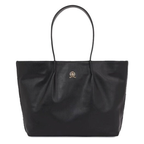 Tommy Hilfiger Kabelka Crest Leather Tote AW0AW15230 Čierna