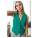 10202 Dewberry Crop Woven Women Vest-GREEN