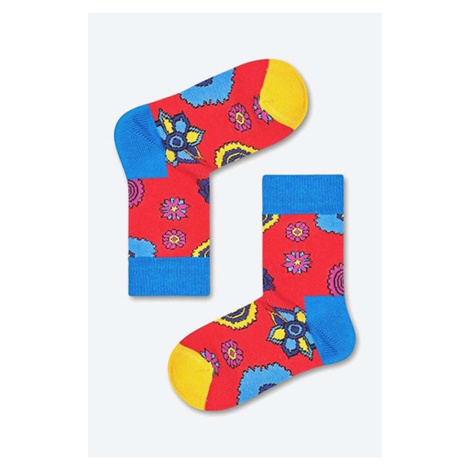 Detské ponožky Happy Socks x The Beatles 50th Anniversary červená farba, KBEA01-4000