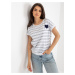 Cotton striped blouse in white and navy blue