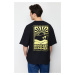 Trendyol Black Oversize Puffy Printed 100% Cotton T-Shirt