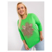 Light green plus size blouse with appliqués