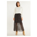MONNARI Woman's Maxi Skirts Patterned Maxi Skirt With Frill Multi Black