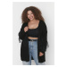 Trendyol Curve Black Tulle Detailed Knitwear Cardigan