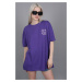 Madmext Purple Printed Oversized T-Shirt