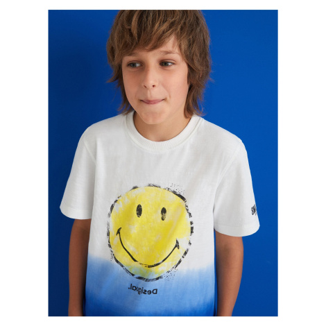Blue-white boys T-shirt with print Desigual Carambola - Boys