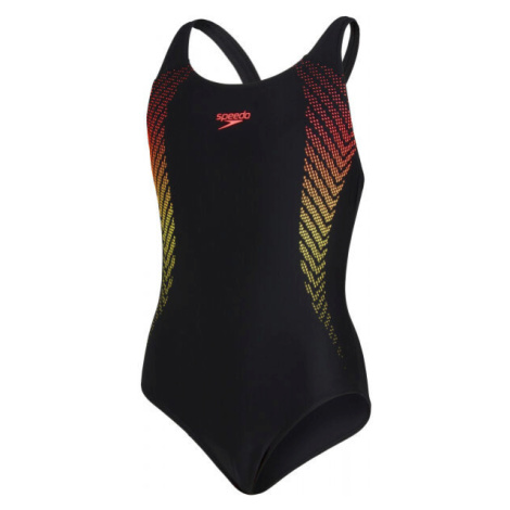 Speedo PLASTISOL PLACEMENT MUSCLEBACK Dievčenské jednodielne plavky, čierna, veľkosť